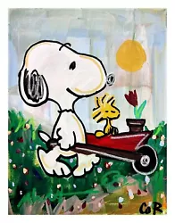 Buy Corbellic Original Painting 14x11 Gardener Snoopy Landscape Cartoon Canvas Art  • 0.74£