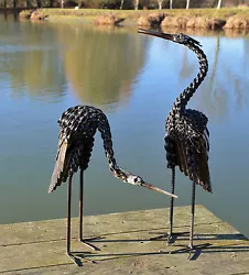 Buy Metal Heron Twisted Garden Ornament Sculpture Art - Handmade Recycled Metal Bird • 42.95£