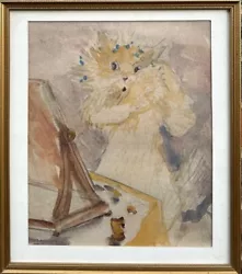 Buy Louis Wain (British B.1860) Ginger Cat Looking In The Mirror, Watercolour  • 152£