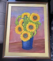 Buy Vintage Sunflowers In Vase Painting • 10.99£
