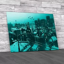 Buy Abstract Urban City Painting Modern  Inspiration Teal Canvas Print Large • 14.95£