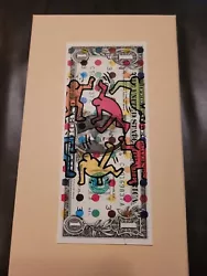 Buy U.S 1 Dollar Bill Real Pop Art  Original Signed Death NYC.  Keith Haring Dancers • 177.06£
