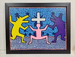 Buy Keith Haring Acrylic On Canvas Signed And Dated 1983 With Frame Good Condition • 349.47£