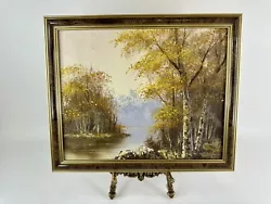Buy Small Original Oil Painting On Canvas Landscape Autumn Forest River Birch Framed • 25£
