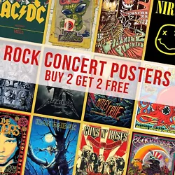 Buy Rock Concert Music Posters Retro Vintage Wall Art Poster Prints A4 A3 A2 • 5.99£