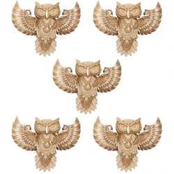 Buy Of 5 Flying Birds Wall Decor Sculpture Owl Decoration Wood Pendant • 79.55£