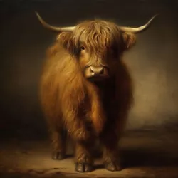 Buy Highland Cow Miniature Print From Oil Painting 5x5 Inch Unframed Free Postage • 4.19£