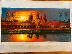 Buy Stunning Cambodian / Khmer Angkor Wat Original Oil Painting 16” X 8” As10 • 20.35£