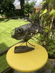 Buy Reclaimed Metal Angler  Fish Sculpture • 35£