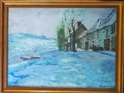 Buy Cloude Monet (After) Very Good Quality Oil Painting Winter Framed Sign Cardboard • 45£