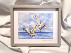 Buy Original Hand Painted Watercolour Print Of Seagulls On A Worthing Beach Sussex • 17.99£