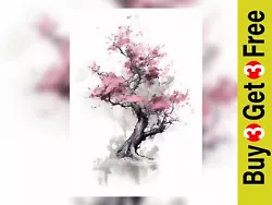 Buy Tree With Pink Blossom Watercolor Painting Print - Nature Art 5  X 7  • 4.99£