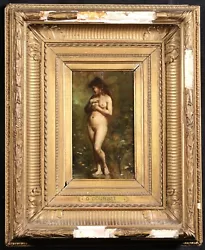 Buy 19th CENTURY FINE FRENCH OIL ON PANEL - NUDE STANDING FOREST - COURBET • 105£