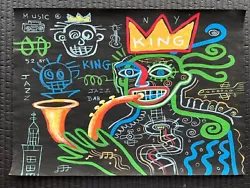 Buy Jean Michel Basquiat Painting On Paper (Handmade) Signed And Stamped Mixed Media • 129.89£