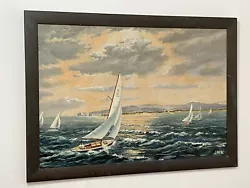 Buy Vintage Oil Painting. Seascape. Boat/ Yacht Racing. Free Postage.  • 115£