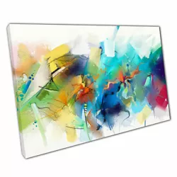 Buy Rainbow Splatter Brush Stroke Multi Textured Paint Modern Abstract Print Canvas • 10.78£