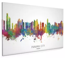 Buy Panama City Skyline, Poster, Canvas Or Framed Print, Watercolour Painting 8561 • 14.99£