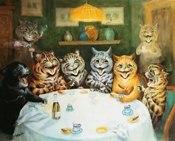 Buy Cats Drinking Smoking Playing Cards Feline Louis Wain Art Painting Print • 13.99£