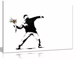 Buy Banksy Flower Thrower Canvas Wall Art Picture Print • 24.99£