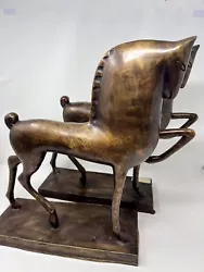 Buy Set Modernist Art Deco Bronze Etruscan Horse Sculpture Boris Lovet-Lorski Style • 466.80£