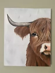 Buy Original Highland Cow Painting. Not A Print. Canvas 20x16 Inch Animal Picture • 70£