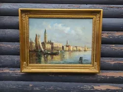 Buy Venice Italy Boats Figures Architecture Vintage Framed Original Painting Signed  • 418£