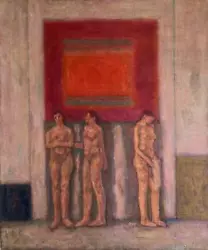 Buy Original Oil Painting SLADE PORTRAIT Nudes In A Atelier By ALBERT PALMER 1960's • 145£