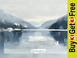 Buy Serene Misty Lake, Oil Painting Print 5 X7  On Matte Paper • 4.49£