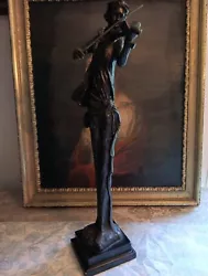 Buy Antique Bronze Statue Sculpture Violin Player 22 Inches Tall • 130.47£