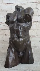 Buy Nude Male Muscular Torso Signed Original Bronze Sculpture Statue Figure Decor • 271.52£