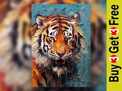 Buy Powerful Presence: Growling Tiger Oil Painting Print  12  X 8  / A4 • 9.99£