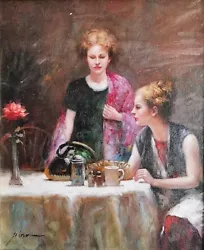 Buy Pino Daeni, Italian, Two Ladies, Fine 20thC Antique Impressionist Oil Painting • 525£