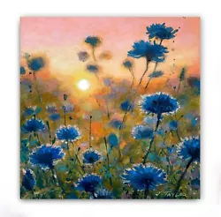 Buy Follow The Evening Sun - Cornflowers Sunlight Oil Painting - By J TAYLOR • 150£