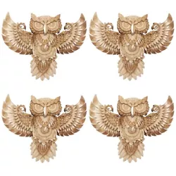 Buy  4 Pieces Owl Wall Decoration Wooden Collectible Birds Sculpture Art • 61.55£