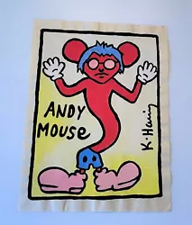 Buy Rare, Vintage KEITH HARING,  Andy Mouse  Pop Art Painting On Paper 11  X 8.25   • 113.88£