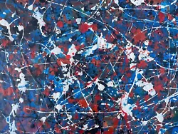 Buy JACKSON POLLOCK Original Art Painting Abstract Expressionist Red Blue Green JP28 • 100£