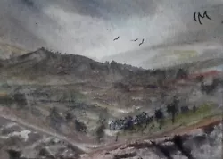 Buy ACEO Original Painting Landscape Art Mountains Hills Fields Watercolour • 5.50£