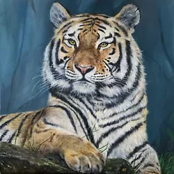 Buy Tiger Wild Cat Original Oil Painting Wildlife Predator Christmas Gift 61x61 Cm • 245£