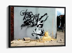 Buy Banksy Spraycation Sandcastle Graffiti Art Float Effect Canvas Wall Art Print • 24.99£
