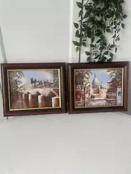 Buy 2 Vintage Oil On Canvas Paintings Paris 1990s Picasso Vibe Dappled Wood Frames • 50.32£