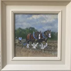 Buy Ploughing, Farming, Painting, Heavy Horses, Oil. Frame, David Baxter, Sky, Trees • 45£