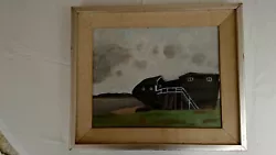 Buy Paintings On Canvas Vintage Original. Black Boat Landscape  • 30£