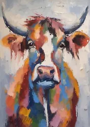 Buy Highland Cow Art Print Painting Limited Edition Signed NEW DESIGN Multi Coloured • 5.50£