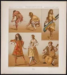 Buy 1890 - Dancers, Bourgeois And Ouvriers Under Louis XIV - Lithography Antique • 44.84£