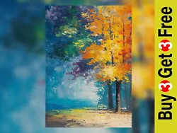 Buy Colorful Autumn Forest Impasto Painting Print 5 X7  On Matte Paper • 4.99£
