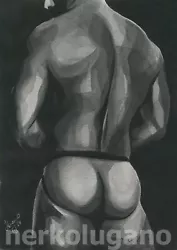 Buy Original Hand Painted Artwork Watercolor Painting Gay Man Male Nude • 61.16£