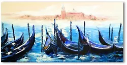 Buy City Venice Gondola Modern Art Wall Picture Oil Painting Type Nr.759 • 356.30£