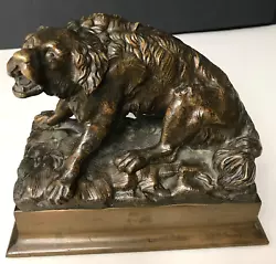 Buy Sculpture Dog Apeuré Sculpture Bronze 19e, Animal Antique Antique Vintage • 486.47£