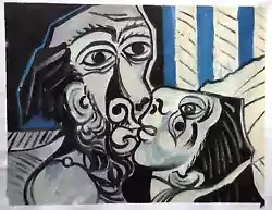 Buy PABLO PICASSO € HAND PAINTED OIL After Picasso 1969 THE KISS $ RARE ART VERSION • 179£