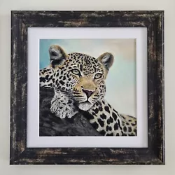 Buy Original Art Pastel Painting Wildlife Drawing Big Cat Leopard Portrait Framed • 145£